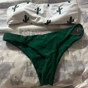 Strapless cactus bikini